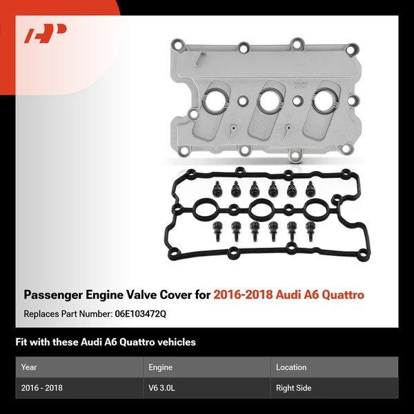 Passenger Engine Valve Cover for 2016-2018 Audi A6 Quattro