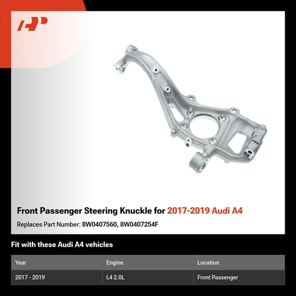 Front Passenger Steering Knuckle for 2017-2019 Audi A4