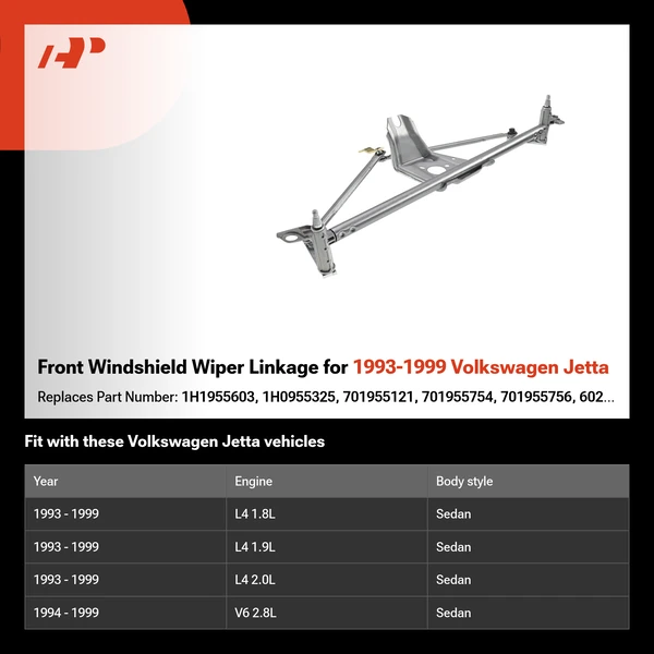 Front Windshield Wiper Linkage for 1993-1999 Volkswagen Jetta