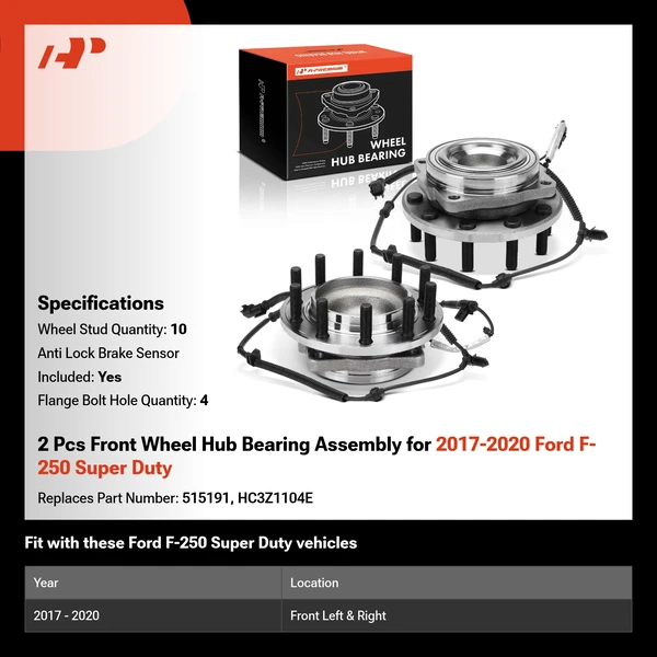 2 Pcs Front Wheel Hub Bearing Assembly for 2017-2020 Ford F-250 Super Duty