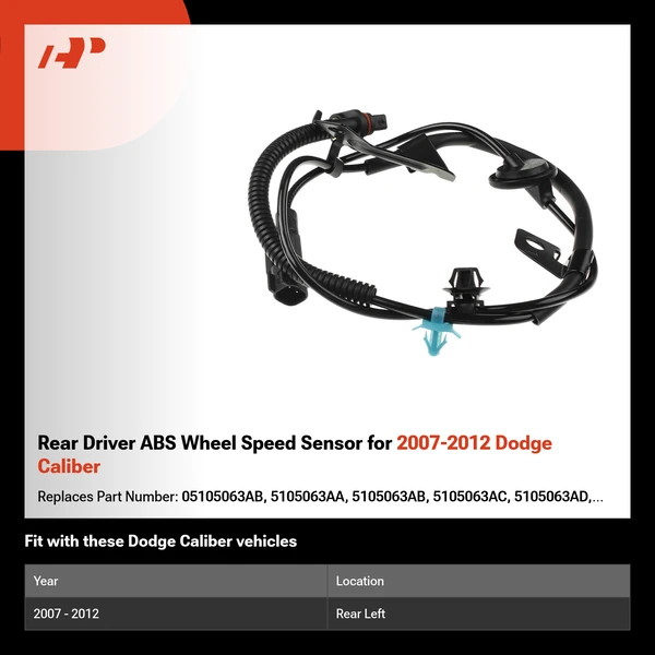 Rear Driver ABS Wheel Speed Sensor for 2007-2012 Dodge Caliber