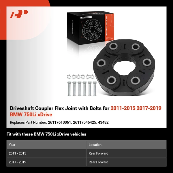 Driveshaft Coupler Flex Joint with Bolts for 2011-2015 2017-2019 BMW 750Li xDrive