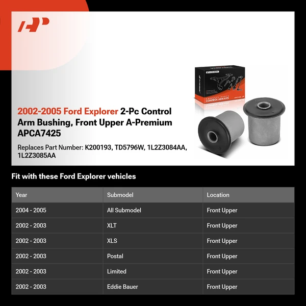 2002-2005 Ford Explorer 2-Pc Control Arm Bushing, Front Upper A-Premium APCA7425