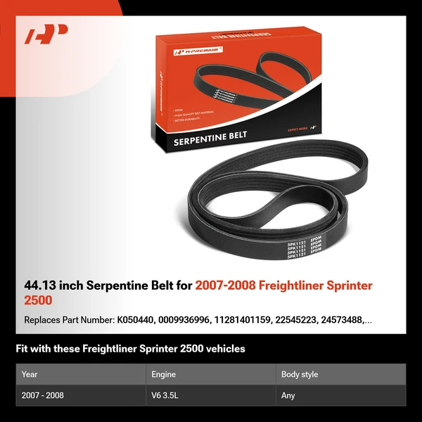 44.13 inch Serpentine Belt for 2007-2008 Freightliner Sprinter 2500