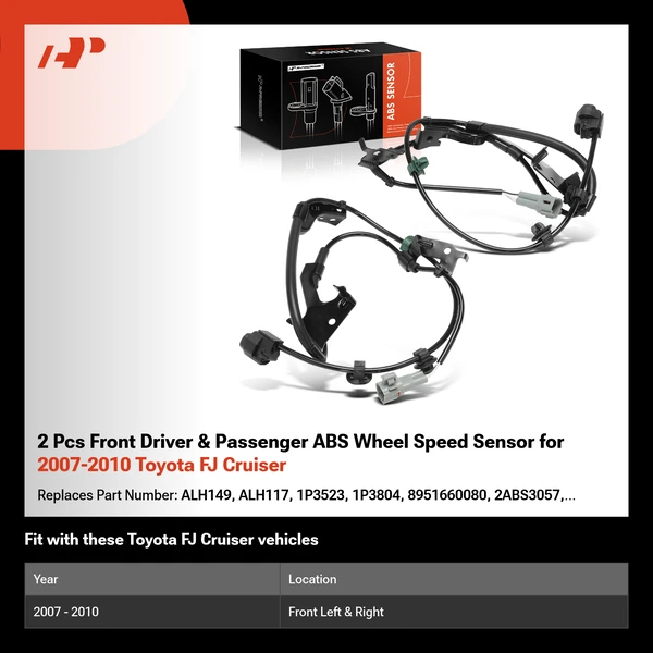2 Pcs Front Driver & Passenger ABS Wheel Speed Sensor for 2007-2010 Toyota FJ Cruiser