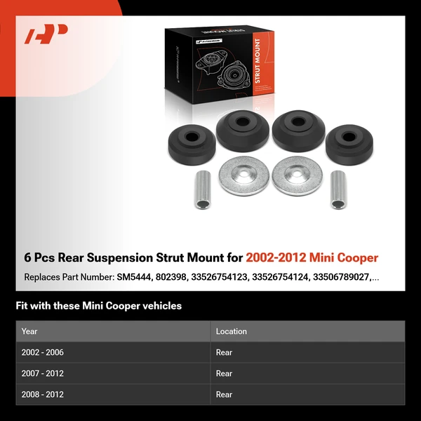 6 Pcs Rear Suspension Strut Mount for 2002-2012 Mini Cooper