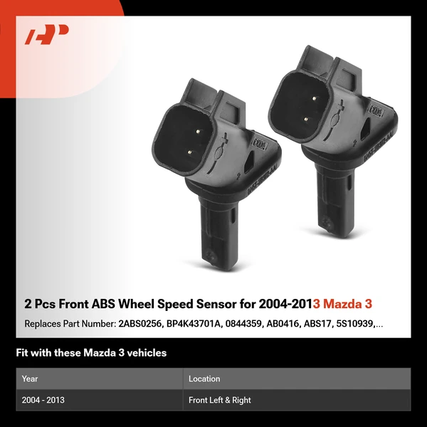 2 Pcs Front ABS Wheel Speed Sensor for 2004-2013 Mazda 3