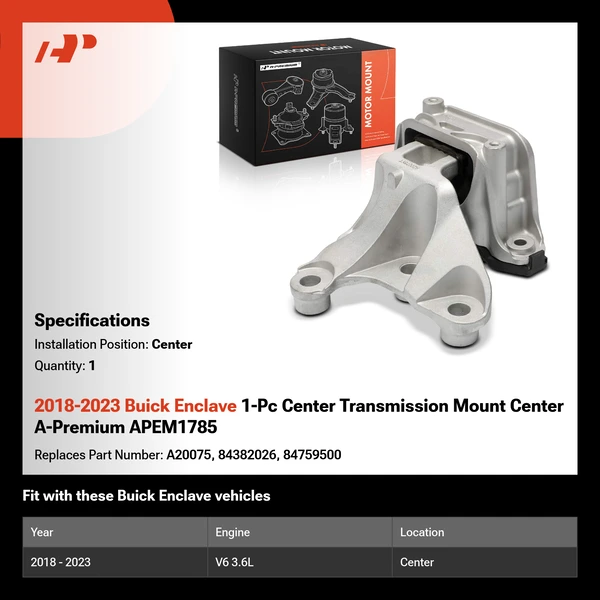 2018-2023 Buick Enclave 1-Pc Center Transmission Mount Center A-Premium APEM1785
