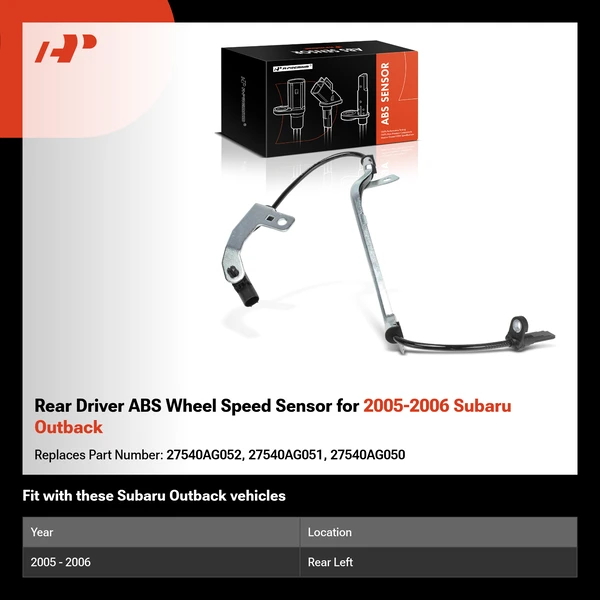 Rear Driver ABS Wheel Speed Sensor for 2005-2006 Subaru Outback