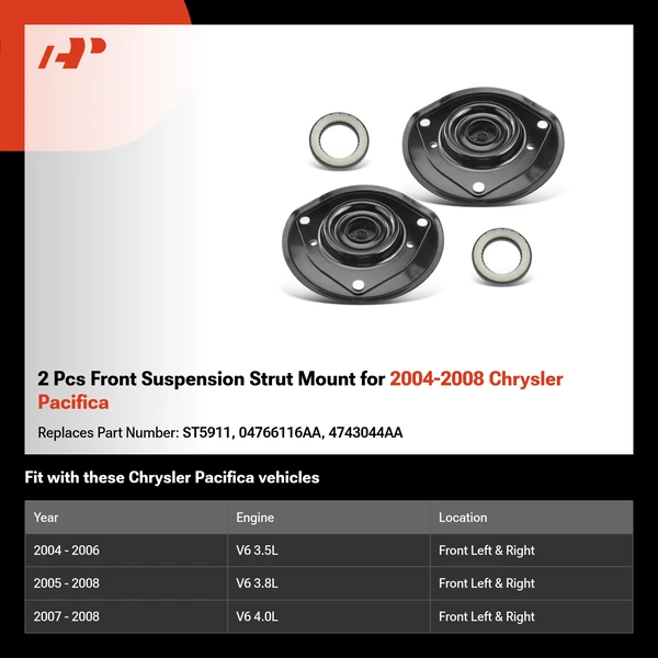 2 Pcs Front Suspension Strut Mount for 2004-2008 Chrysler Pacifica