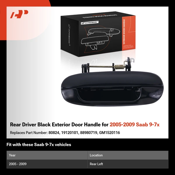Rear Driver Black Exterior Door Handle for 2005-2009 Saab 9-7x