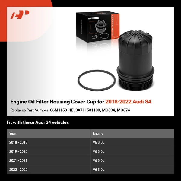 Engine Oil Filter Housing Cover Cap for 2018-2022 Audi S4