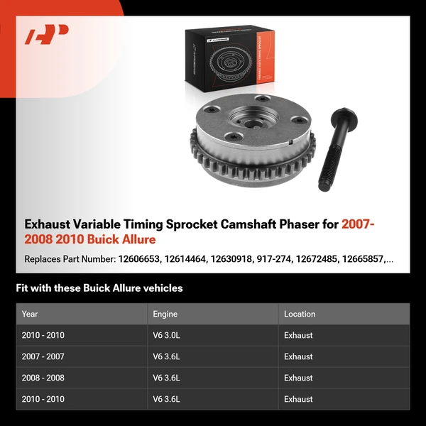 Exhaust Variable Timing Sprocket Camshaft Phaser for 2007-2008 2010 Buick Allure