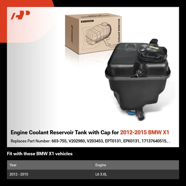Engine Coolant Reservoir Tank with Cap for 2012-2015 BMW X1