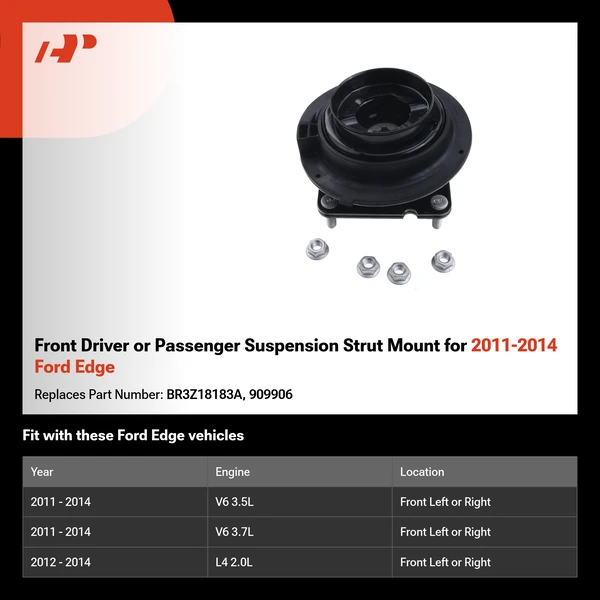 Front Driver or Passenger Suspension Strut Mount for 2011-2014 Ford Edge