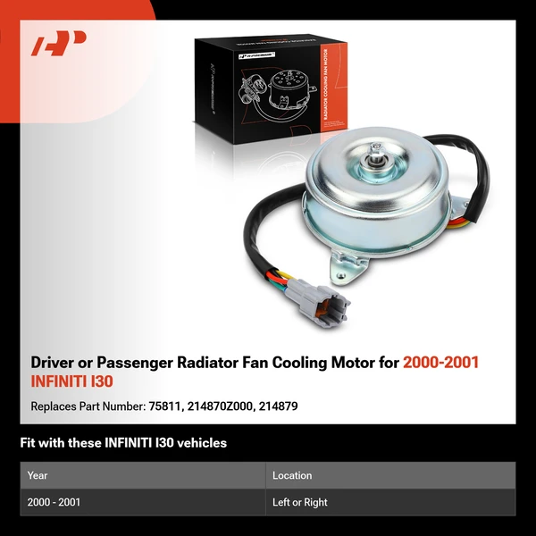 Driver or Passenger Radiator Fan Cooling Motor for 2000-2001 INFINITI I30