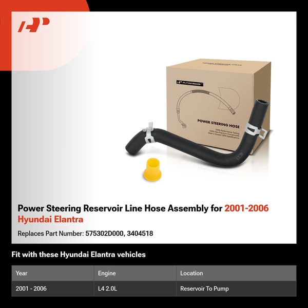 Power Steering Reservoir Line Hose Assembly for 2001-2006 Hyundai Elantra