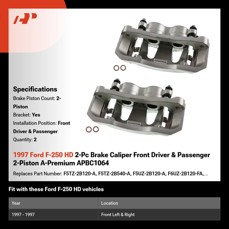 1997 Ford F-250 HD 2-Pc Brake Caliper Front Driver & Passenger 2-Piston A-Premium APBC1064