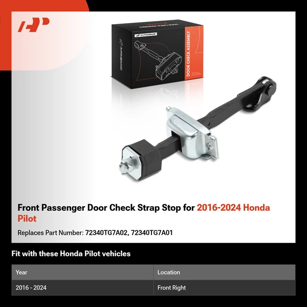 Front Passenger Door Check Strap Stop for 2016-2024 Honda Pilot