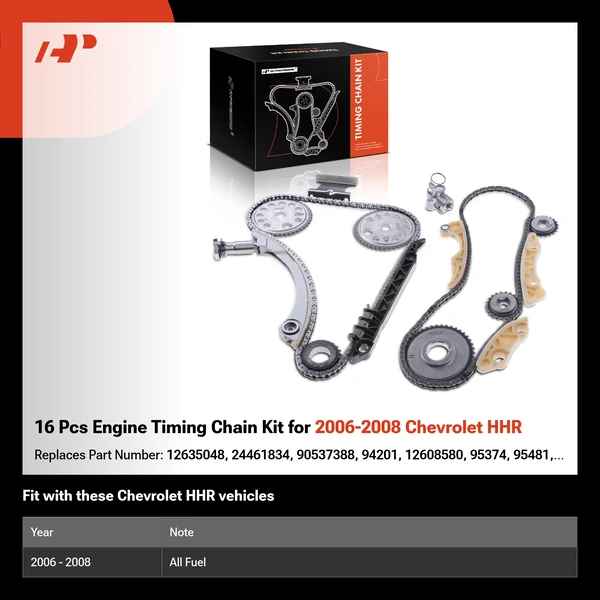 16 Pcs Engine Timing Chain Kit for 2006-2008 Chevrolet HHR