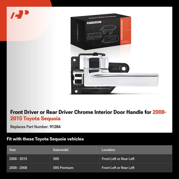 Front Driver or Rear Driver Chrome Interior Door Handle for 2008-2015 Toyota Sequoia