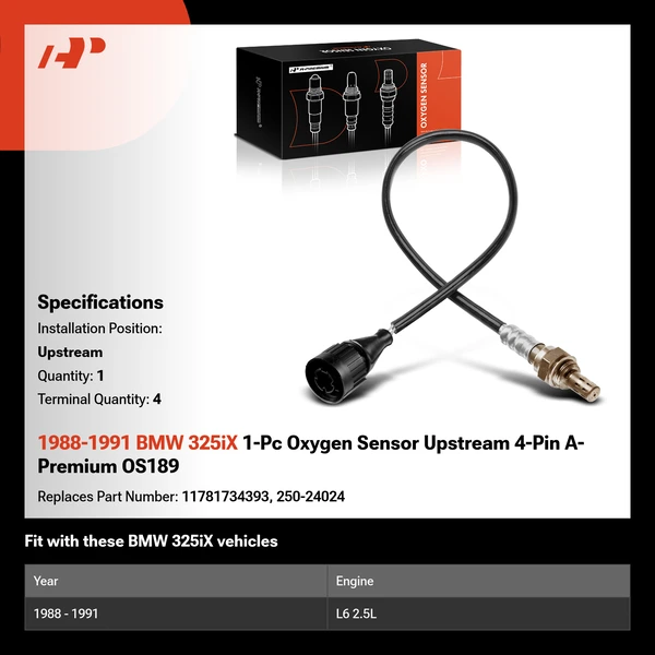 1988-1991 BMW 325iX 1-Pc Oxygen Sensor Upstream 4-Pin A-Premium OS189