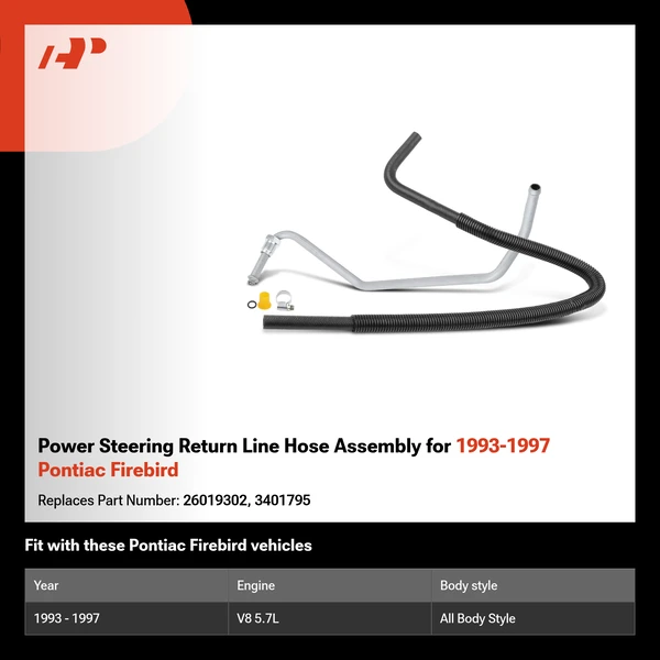 Power Steering Return Line Hose Assembly for 1993-1997 Pontiac Firebird