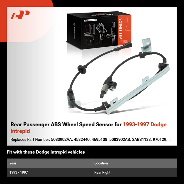 Rear Passenger ABS Wheel Speed Sensor for 1993-1997 Dodge Intrepid