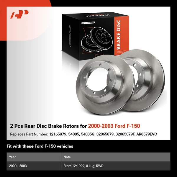 2 Pcs Rear Disc Brake Rotors for 2000-2003 Ford F-150