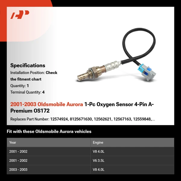 2001-2003 Oldsmobile Aurora 1-Pc Oxygen Sensor 4-Pin A-Premium OS172