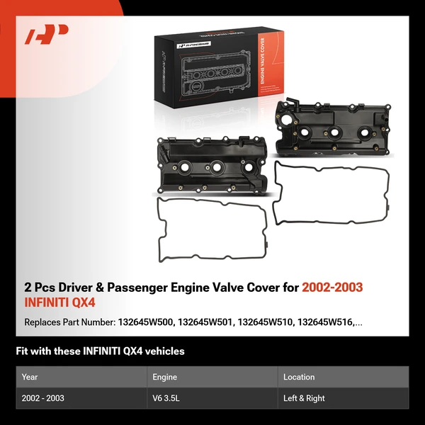 2 Pcs Driver & Passenger Engine Valve Cover for 2002-2003 INFINITI QX4