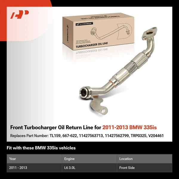 Front Turbocharger Oil Return Line for 2011-2013 BMW 335is