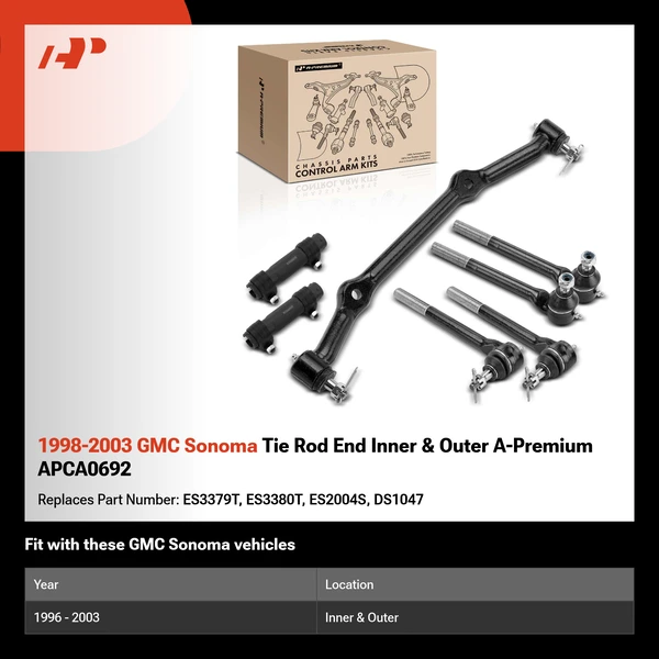 1998-2003 GMC Sonoma Tie Rod End Inner & Outer A-Premium APCA0692