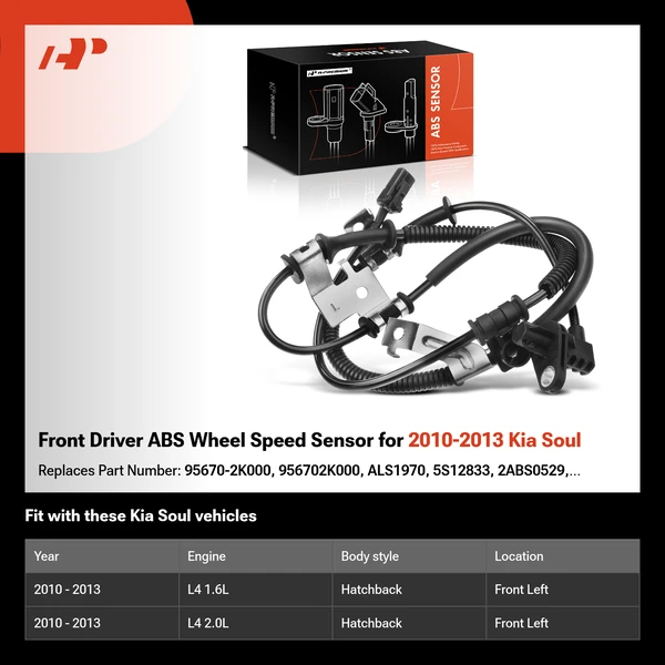 Front Driver ABS Wheel Speed Sensor for 2010-2013 Kia Soul
