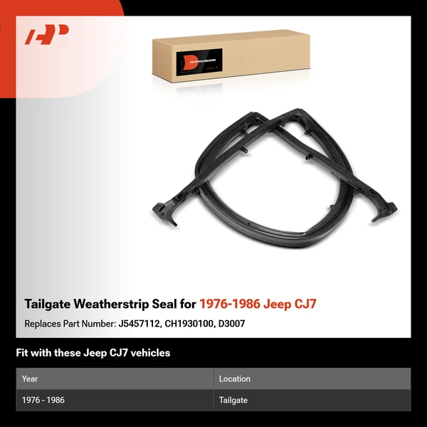 Tailgate Weatherstrip Seal for 1976-1986 Jeep CJ7