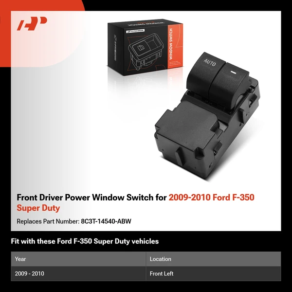 Front Driver Power Window Switch for 2009-2010 Ford F-350 Super Duty