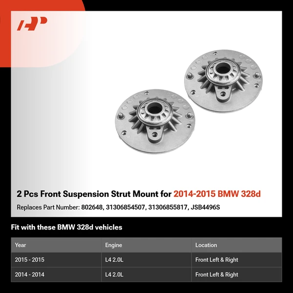 2 Pcs Front Suspension Strut Mount for 2014-2015 BMW 328d