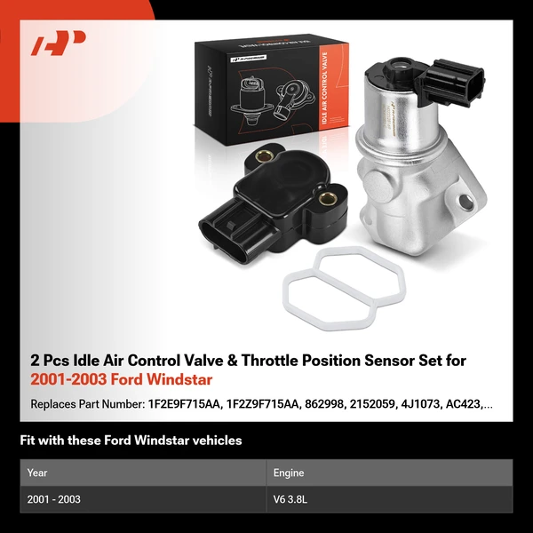 2 Pcs Idle Air Control Valve & Throttle Position Sensor Set for 2001-2003 Ford Windstar