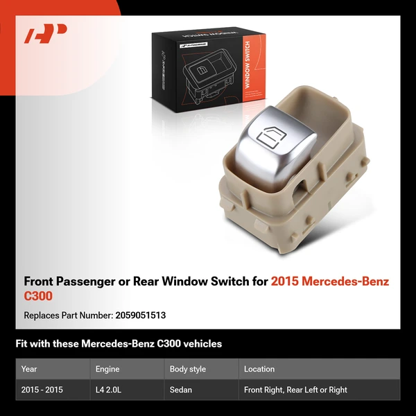 Front Passenger or Rear Window Switch for 2015 Mercedes-Benz C300