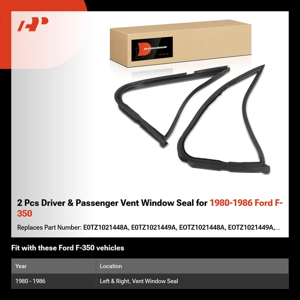 2 Pcs Driver & Passenger Vent Window Seal for 1980-1986 Ford F-350