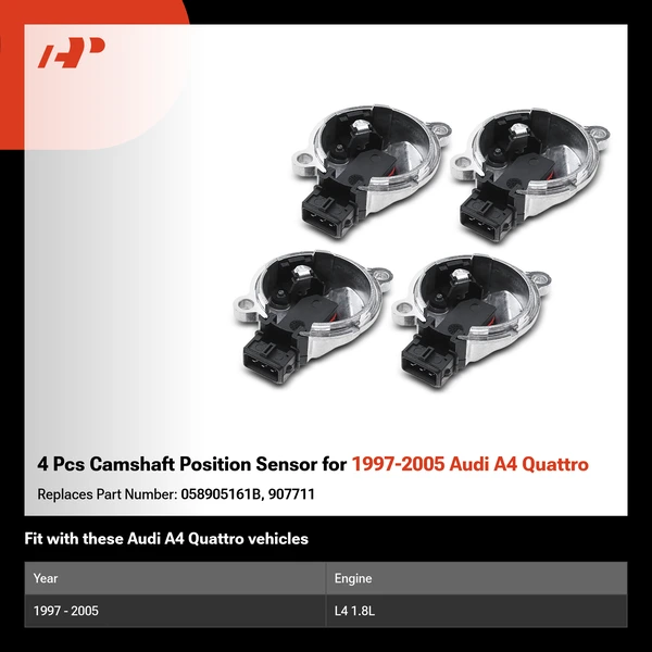 4 Pcs Camshaft Position Sensor for 1997-2005 Audi A4 Quattro