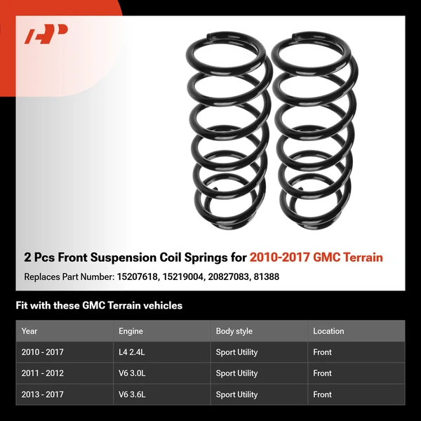 2 Pcs Front Suspension Coil Springs for 2010-2017 GMC Terrain