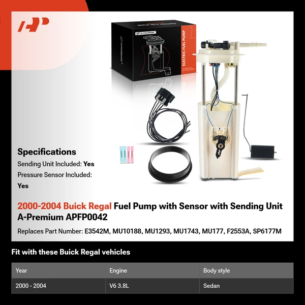 2000-2004 Buick Regal Fuel Pump with Sensor with Sending Unit A-Premium APFP0042