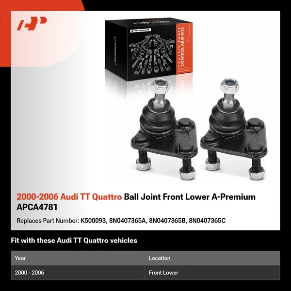2000-2006 Audi TT Quattro Ball Joint Front Lower A-Premium APCA4781