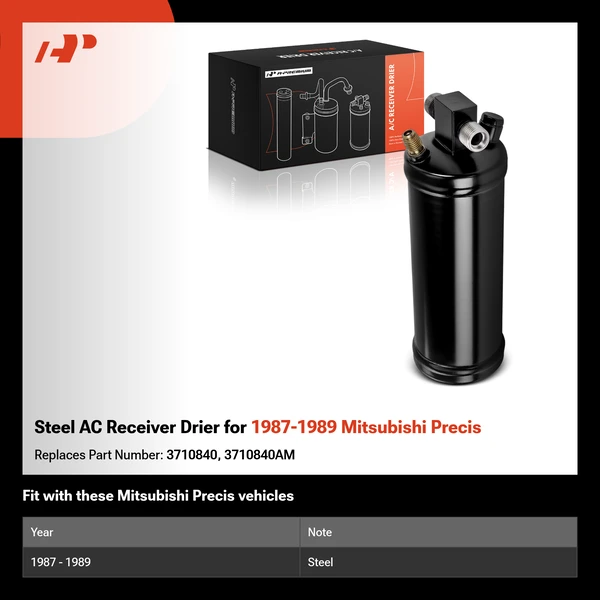 Steel AC Receiver Drier for 1987-1989 Mitsubishi Precis