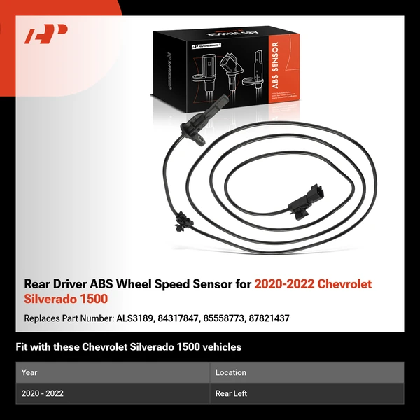 Rear Driver ABS Wheel Speed Sensor for 2020-2022 Chevrolet Silverado 1500