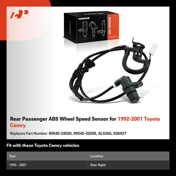 Rear Passenger ABS Wheel Speed Sensor for 1992-2001 Toyota Camry