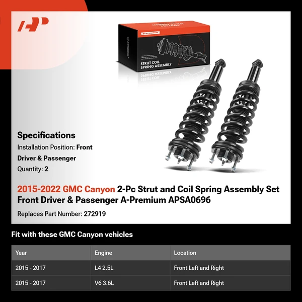 2015-2022 GMC Canyon 2-Pc Strut and Coil Spring Assembly Set Front Driver & Passenger A-Premium APSA0696