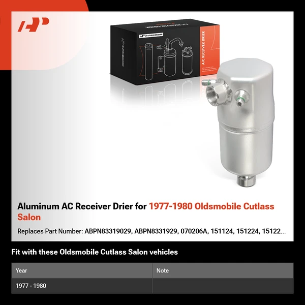Aluminum AC Receiver Drier for 1977-1980 Oldsmobile Cutlass Salon
