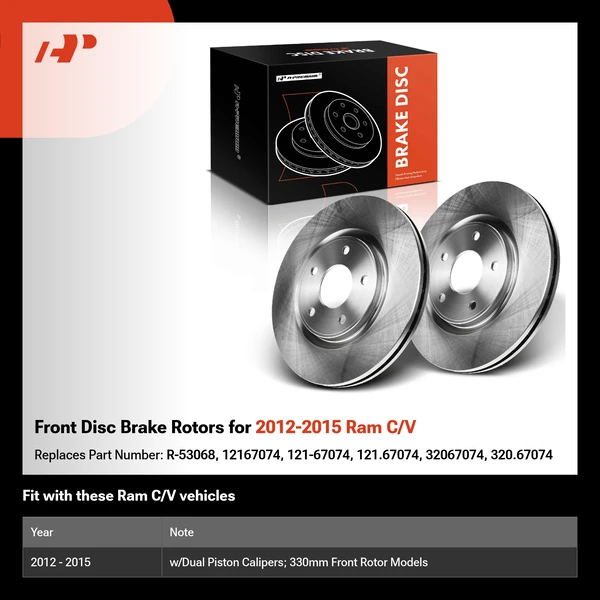 Front Disc Brake Rotors for 2012-2015 Ram C/V